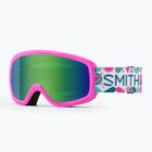 Ochelari de schi Smith Snowday Jr vivid pink hearts/green sol-x mirror