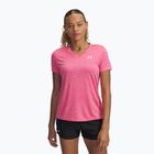 Tricou de antrenament pentru femei Under Armour Tech V-Twist super roz/alb