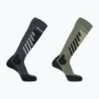 Șosete de schi Salomon S/Access 2-Pack anthracite/deep lichen green