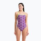 Costum de baie întreg pentru femei arena Floral Challange Back violet multi/artic lime