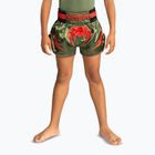 Pantaloni scuți de antrenament pentru copii Venum Inferno Kids Muay Thai army green/orange