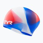 Cască de înot TYR Tiedye Long Hair Multicolor Jr red/white/blue