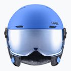 Cască de schi pentru copii  UVEX Rocket Visor Jr blue matt/mirror blue/smoke