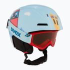 Cască de schi pentru copii  UVEX Viti Set + gogle Speedy Pro light blue birdy/lasergold lite