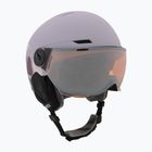 Cască de schi pentru copii UVEX Rocket Visor Jr cool lavender abstract matt/mirrorsilver/lasergold