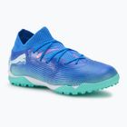 Încălțăminte de fotbal pentru copii PUMA Future 7 Match TT + Mid Jr bluemazing/puma white/electric peppermint