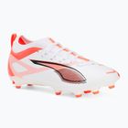 Încălțăminte de fotbal pentru copii PUMA Ultra 5 Match FG/AG Jr puma white/puma black/glowing red
