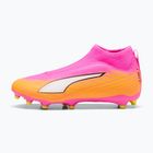 Încălțăminte de fotbal pentru copii PUMA Ultra 6 Match+ LL FG/AG Jr poison pink/puma white/sun stream/bright aqua/puma black