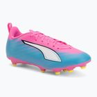 Încălțăminte de fotbal pentru copii PUMA Ultra 6 Play FG/AG Jr poison pink/puma white/sun stream/bright aqua/puma black