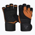 Mănuși de antrenament RDX L4 Open Finger Micro Plus Gym tan/black