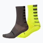 Șosete de ciclism pentru bărbați Endura Coolmax Stripe 2-pak hi-viz yellow/grey