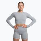 Tricou cu mânecă lungă de antrenament pentru femei Gymshark Vital Seamless Crop Top gri deschis