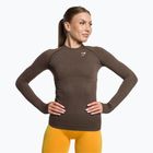 Tricou de antrenament pentru femei cu mânecă lungă Gymshark Vital Seamless Top maro/alb