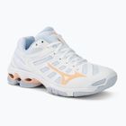 Încălțăminte de volei pentru femei Mizuno Wave Voltage white/peach parfait/halogen blue