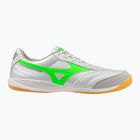 Încălțăminte de fotbal pentru bărbați Mizuno Morelia Sala Pro IN white/neon green/galaxy silver