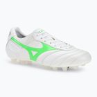 Încălțăminte de fotbal pentru bărbați Mizuno Morelia II Japan Md white/neon green/galaxy silver