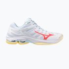 Încălțăminte de volei pentru femei Mizuno Wave Voltage 2 white/calypso coral/pale banan