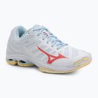 Încălțăminte de volei pentru femei Mizuno Wave Voltage 2 white/calypso coral/pale banan