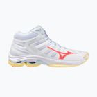 Încălțăminte de volei pentru femei Mizuno Wave Voltage 2 Mid white/calypso coral/pale banan