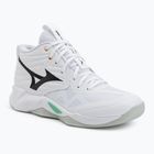 Încălțăminte de volei Mizuno Wave Momentum Pro Mid white/black/frozen emerald