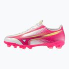 Încălțăminte de fotbal pentru copii Mizuno Alfa III Select Jr FG white/fuchsia purple