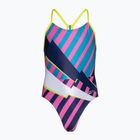 Costum de baie dintr-o bucată pentru copii Speedo Placement Lane Line Back cerulean blue/flare pink/bitter lime/bolt