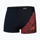 Boxeri de înot pentru bărbați Speedo Medley Logo Aquashort black/siren red