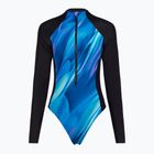 Costum de înot dintr-o piesă pentru femei Speedo Printed LS Zip One Piece rapture glow/dark teal