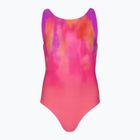 Costum de înot pentru copii, model întreg Speedo Print Pulseback roz/violet neon