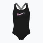 Costum de baie dintr-o piesă pentru copii Nike Swim Girls Logo Tape Crossback black/playful pink/white/playful pink