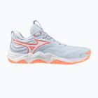 Încălțăminte de volei pentru femei Mizuno Wave Momentum Elite blue finch/white/lava orange