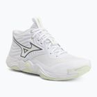 Încălțăminte de volei pentru femei Mizuno Wave Momentum Elite Mid white/balsam green/ambrosia