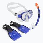 Set de snorkeling pentru copii AQUASTIC Shelly mască + tub + labe albastru