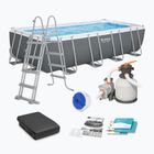 Piscină de exterior Bestway Power Steel Rectangular Pool Set 56466N 549 x 274 cm gri închis