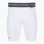Pantaloni scurți de compresie cu protecție zonă intimă Shock Doctor Compression albi