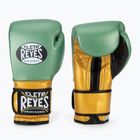 Mănuși de box Cleto Reyes Velcro Sparring metalic green/gold wbc