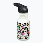 Sticlă turistică pentru copii Klean Kanteen Flip Seal Sport Cap Straw 355 ml leopard print