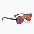Ochelari de soare Ray-Ban Rb8336M Scuderia matt black/dark grey mirror blue/red