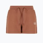 Pantaloni scurți de damă EA7 Emporio Armani Train Shiny tan/logo pristine pentru femei