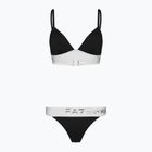 Costum de baie din două elemente pentru femei EA7 Emporio Armani Water Sports BW Maxi Logo bianco/nero