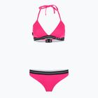 Costum de baie din două piese pentru femei EA7 Emporio Armani Logo Tape Bikini Triangle neon pink