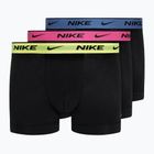 Boxeri pentru bărbați Nike Everyday Cotton Stretch Trunk 3 pary black/blue/fuchsia/orange