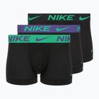Boxeri pentru bărbați Nike Dri-Fit Essential Micro Trunk 3 pary black green shock/wild violet/black text wb