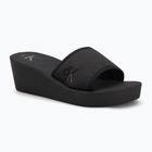Papuci pentru femei Calvin Klein YW0YW01725 Beach Wedge Slide Canvas triple black