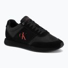 Încălțăminte pentru bărbați Calvin Klein HM0HM02212 Retro Runner Bans Leather Suede triple black/adrenaline rush