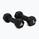 Gantere de 1 kg Adidas, negru, ADWT-10001