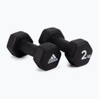 Gantere de 2 kg Adidas, negru, ADWT-10002