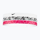 Bentiță Nike Printed Headbands 3 buc. white/aster pink/black