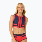Partea de sus a costumului de baie Rip Curl Coco Short Sleeve Vest red/dark blue