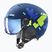 Cască de schi pentru copii  UVEX Rocket Visor Jr blue puzzle matt/mirror blue/smoke
